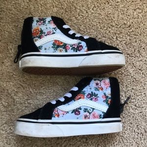 Toddler girl floral high top Vans size 4.5